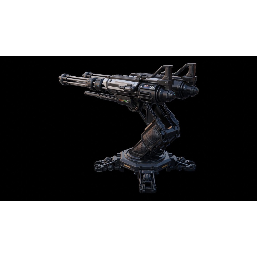 Sci-fi Turret 3D Model – High Poly Game Asset, FBX, OBJ, Blender - View 6