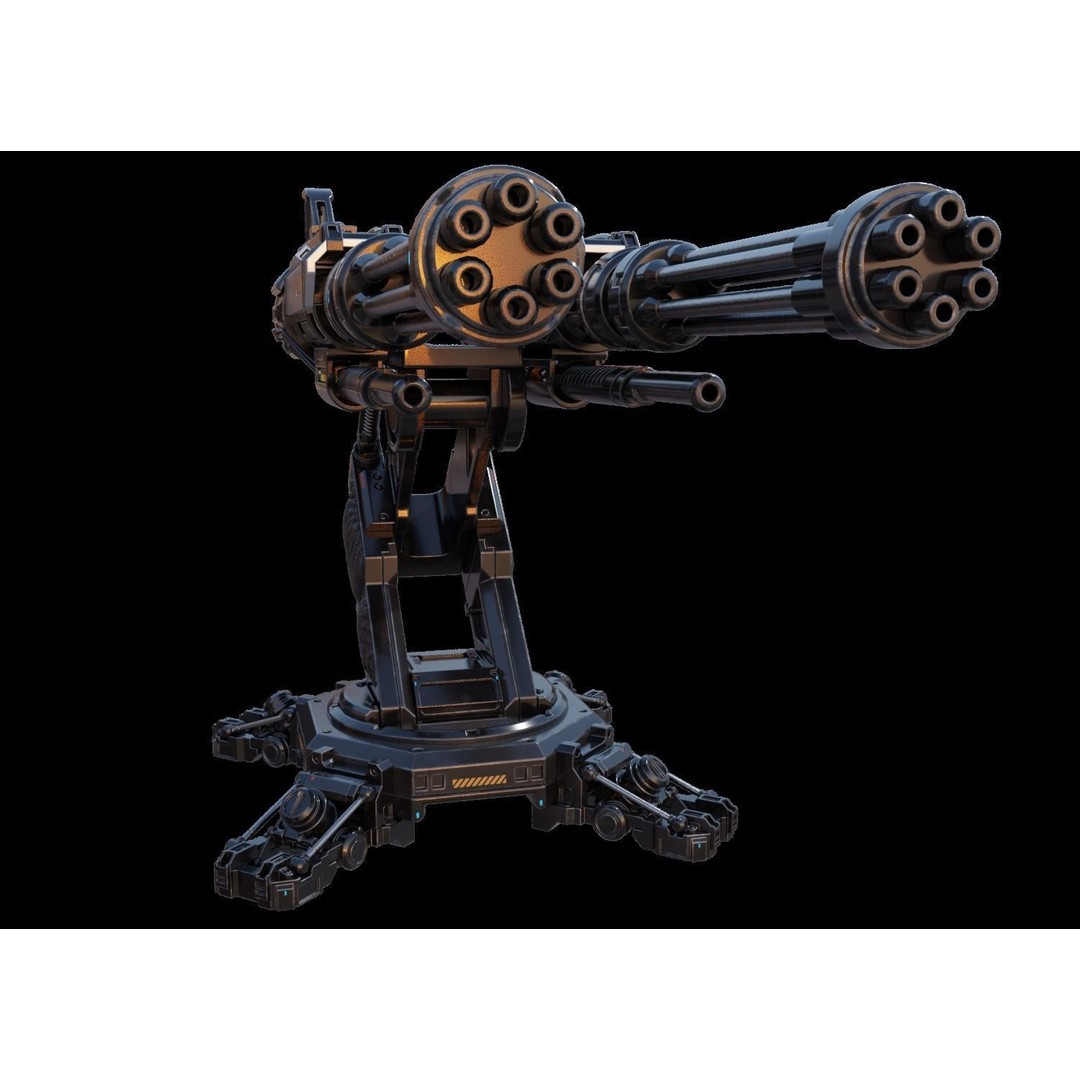 Sci-fi Turret 3D Model – High Poly Game Asset, FBX, OBJ, Blender - View 7