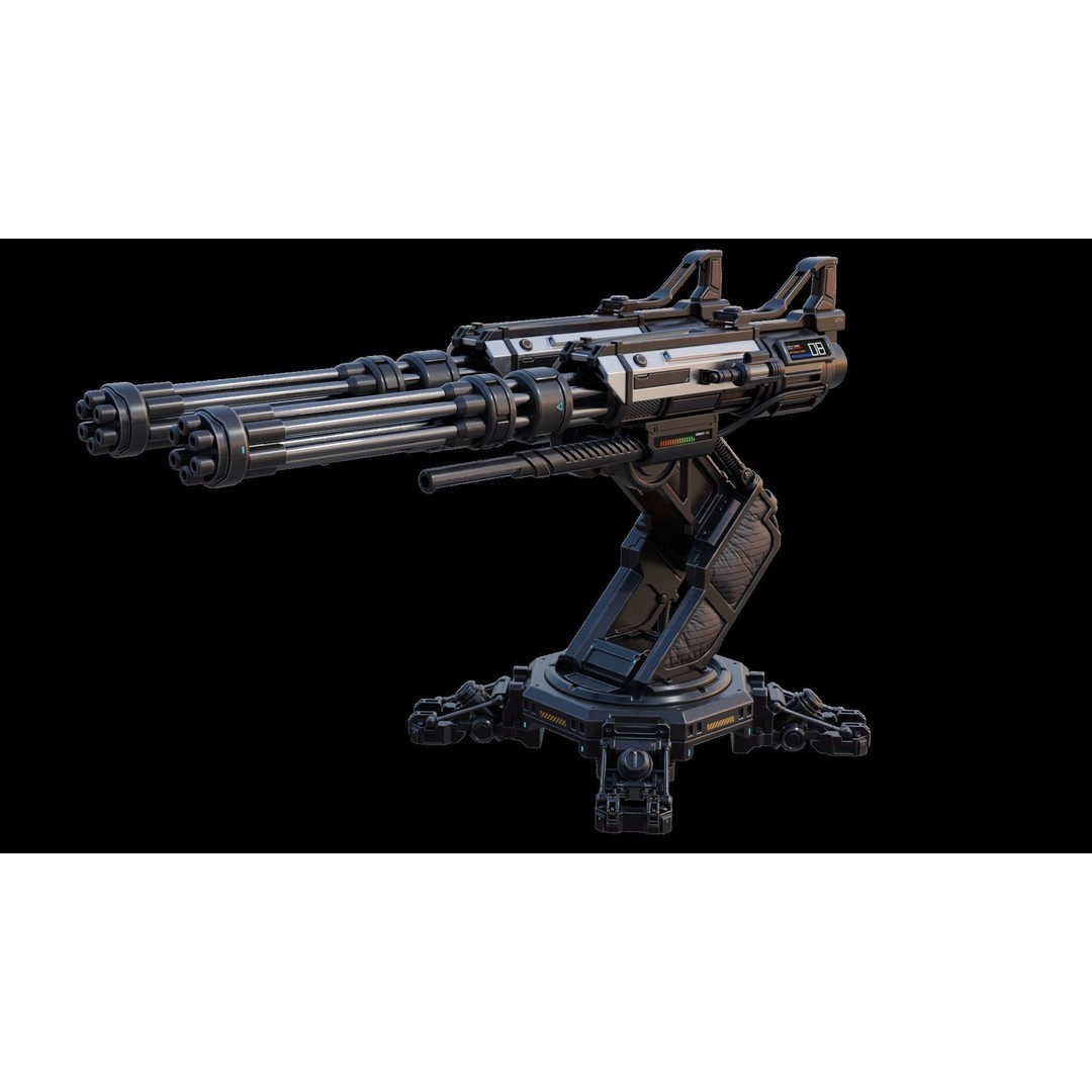 Sci-fi Turret 3D Model – High Poly Game Asset, FBX, OBJ, Blender - View 8