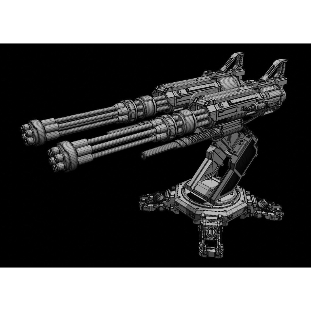Sci-fi Turret 3D Model – High Poly Game Asset, FBX, OBJ, Blender - View 9
