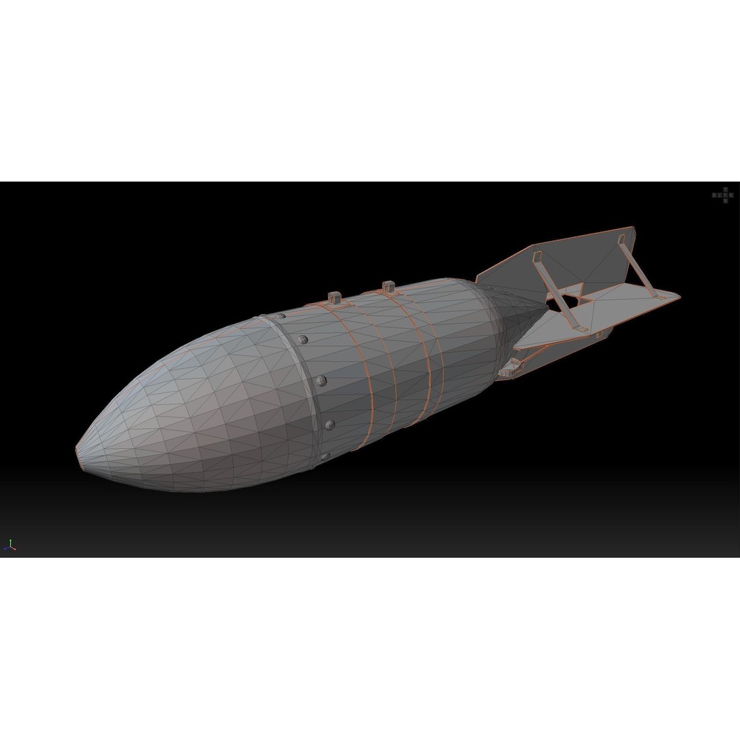 FAB-250 3D Model – Low Poly Game Ready Bomb, FBX, Blender - View 13