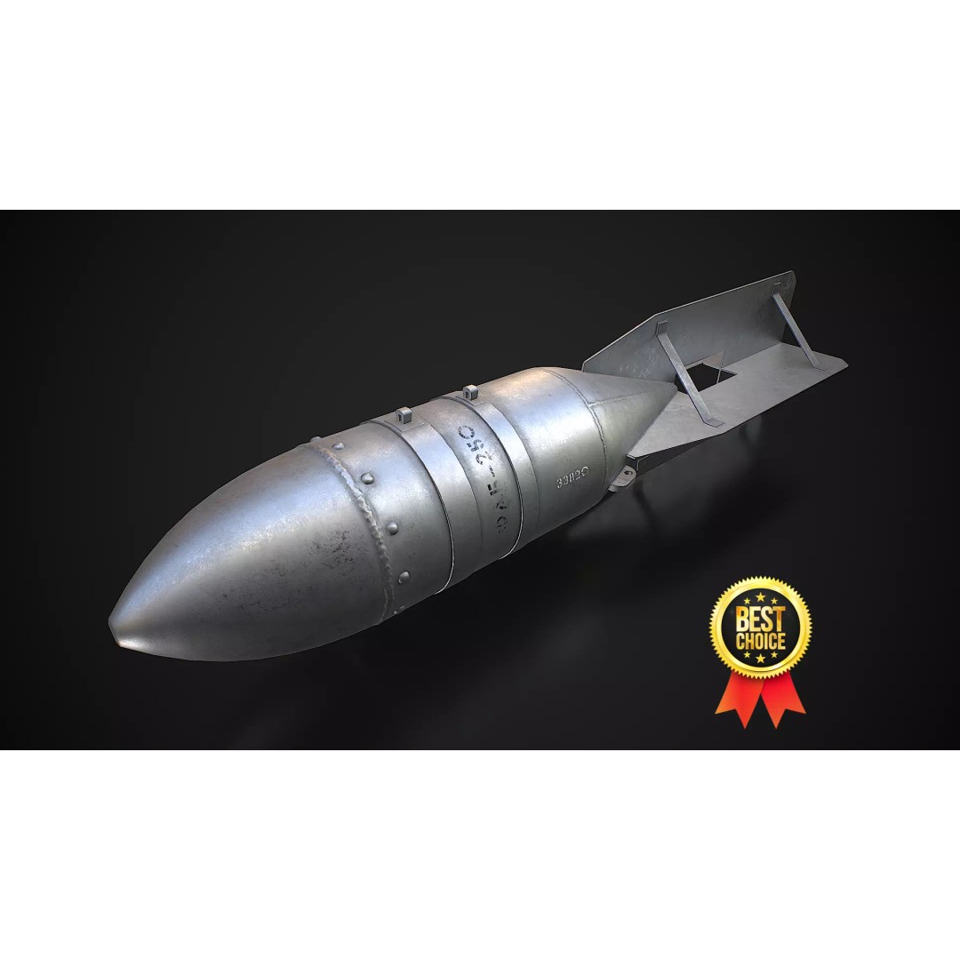 FAB-250 3D Model – Low Poly Game Ready Bomb, FBX, Blender - View 3