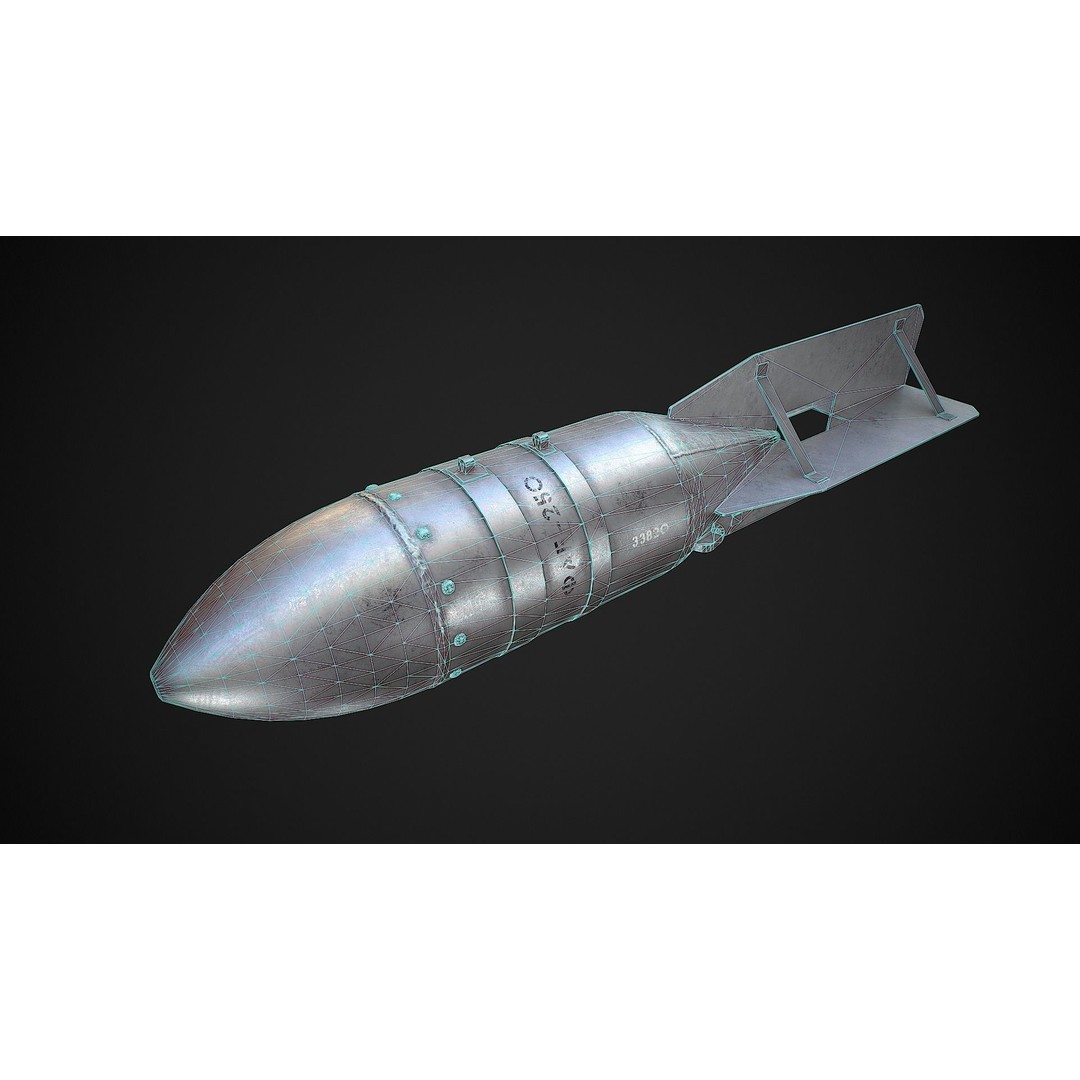 FAB-250 3D Model – Low Poly Game Ready Bomb, FBX, Blender - View 4