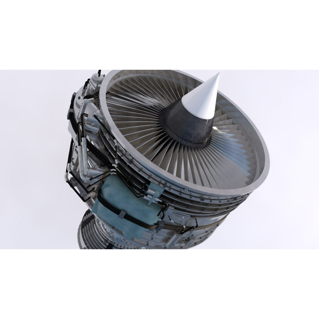 Aircraft Engine 3D Model – Realistic Turbine Asset, FBX, OBJ - View 10