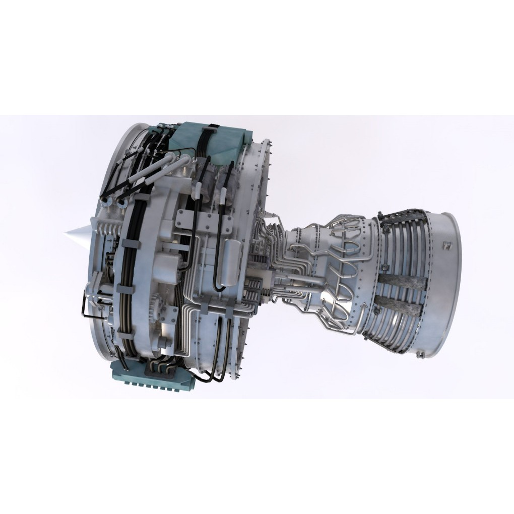 Aircraft Engine 3D Model – Realistic Turbine Asset, FBX, OBJ - View 14