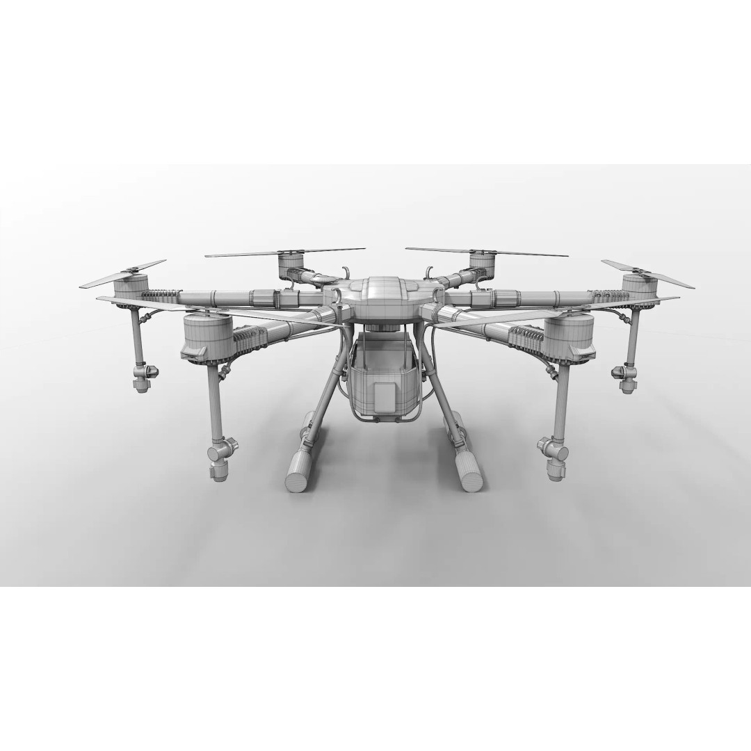 Agricultural Drone 3D Model – Low Poly UAV Sprayer, FBX