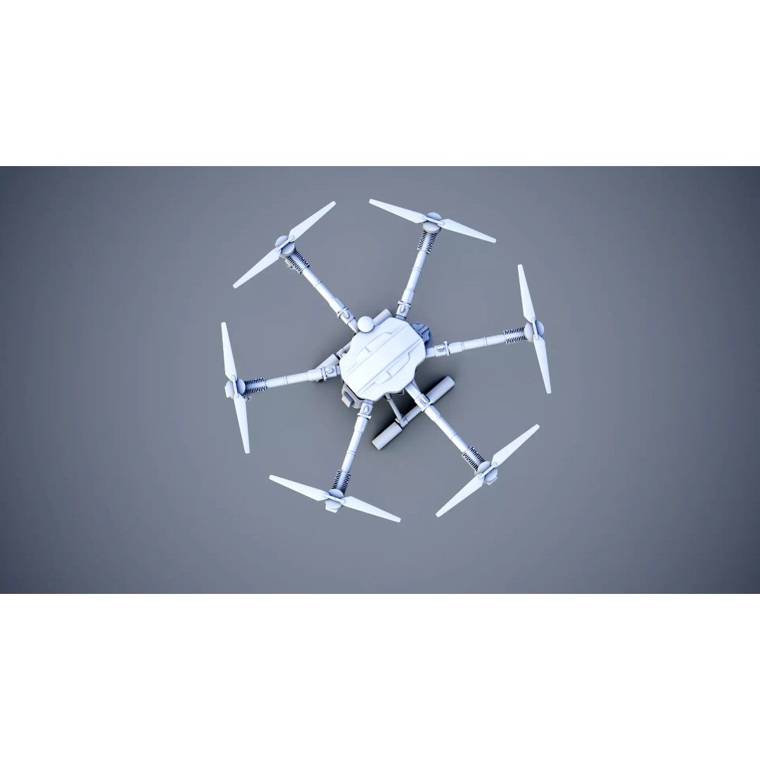 Agricultural Drone 3D Model – Low Poly UAV Sprayer, FBX - View 10