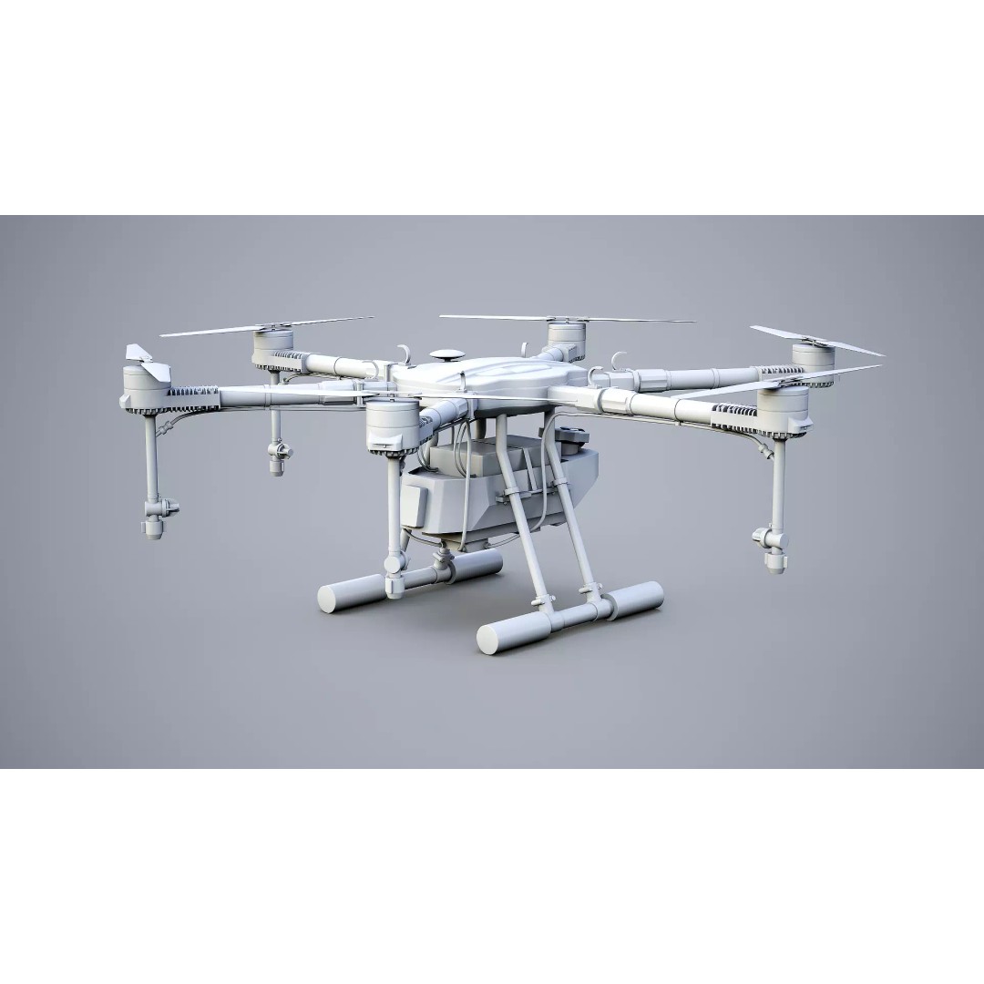 Agricultural Drone 3D Model – Low Poly UAV Sprayer, FBX - View 2