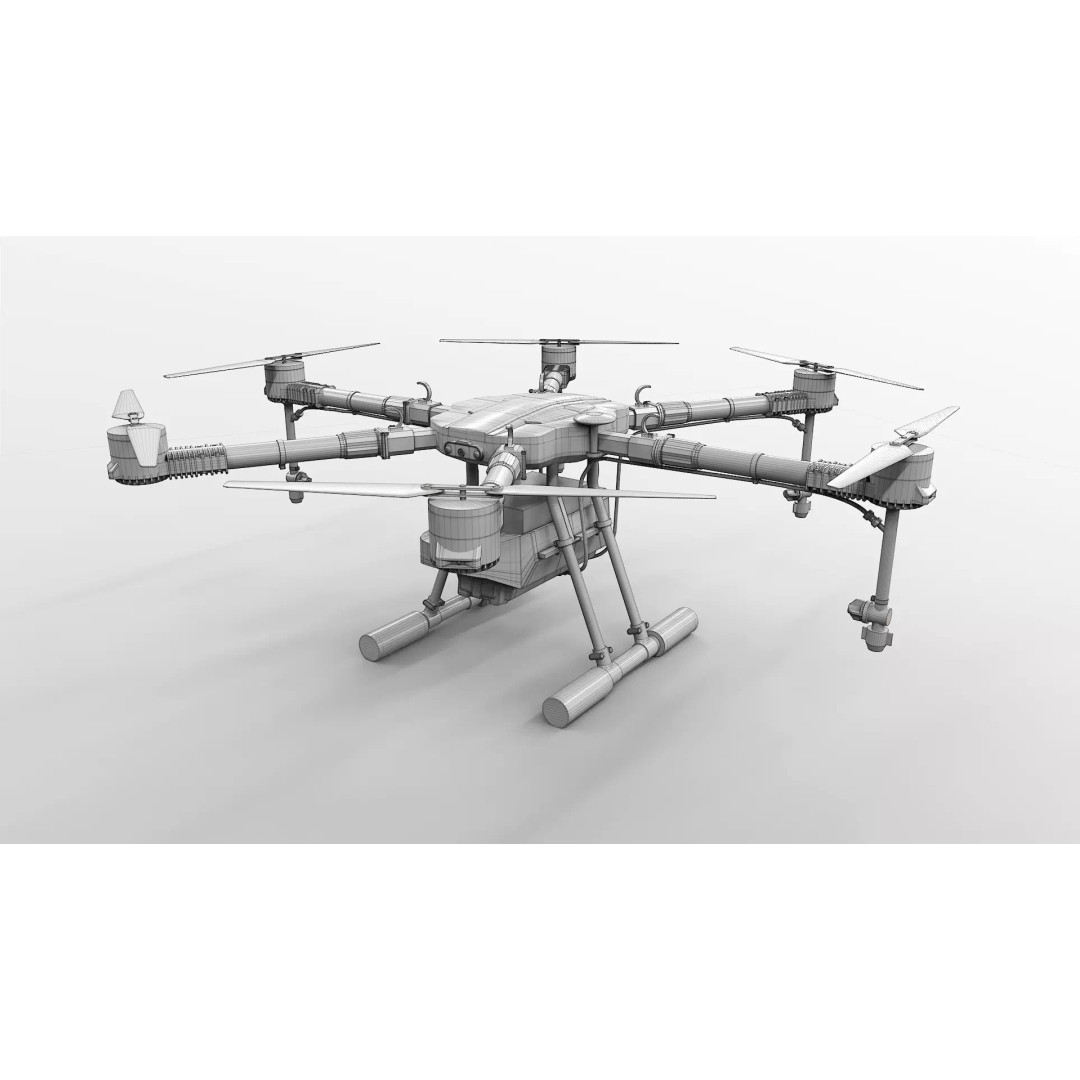 Agricultural Drone 3D Model – Low Poly UAV Sprayer, FBX - View 24