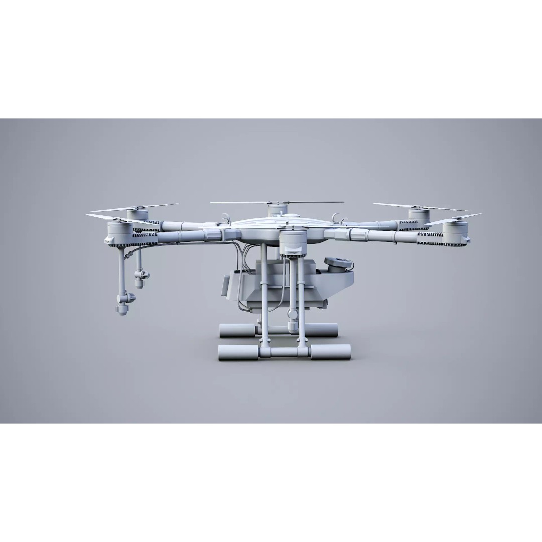 Agricultural Drone 3D Model – Low Poly UAV Sprayer, FBX - View 3