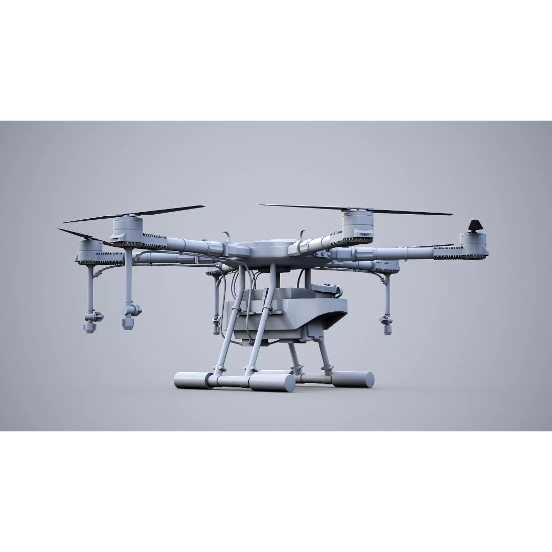 Agricultural Drone 3D Model – Low Poly UAV Sprayer, FBX - View 4