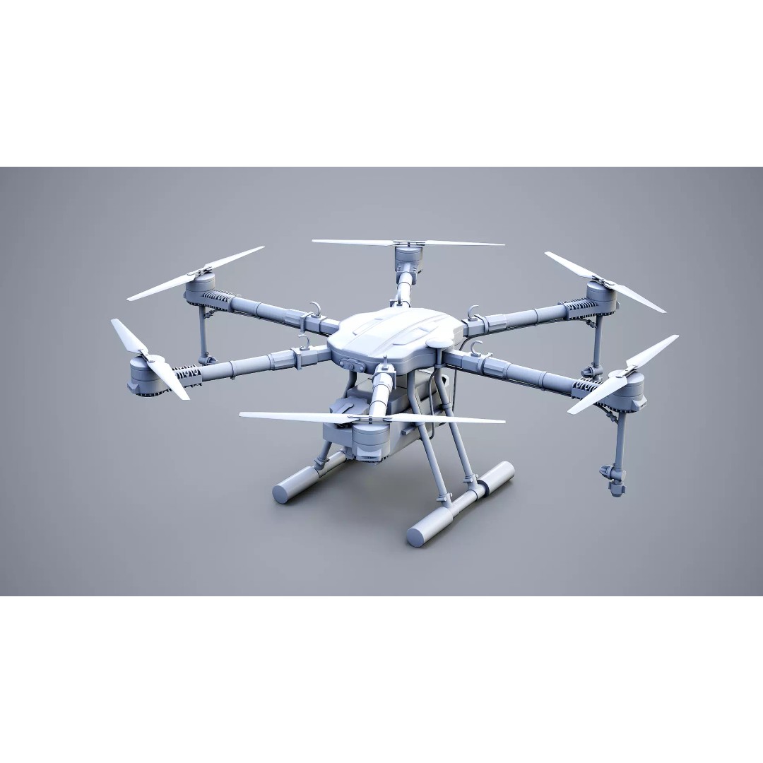 Agricultural Drone 3D Model – Low Poly UAV Sprayer, FBX - View 6
