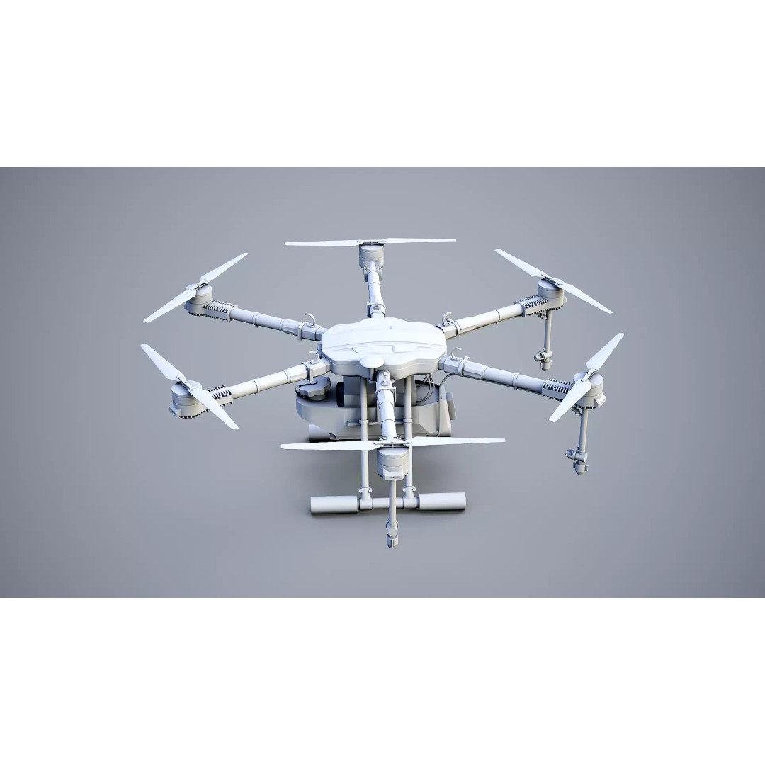 Agricultural Drone 3D Model – Low Poly UAV Sprayer, FBX - View 7