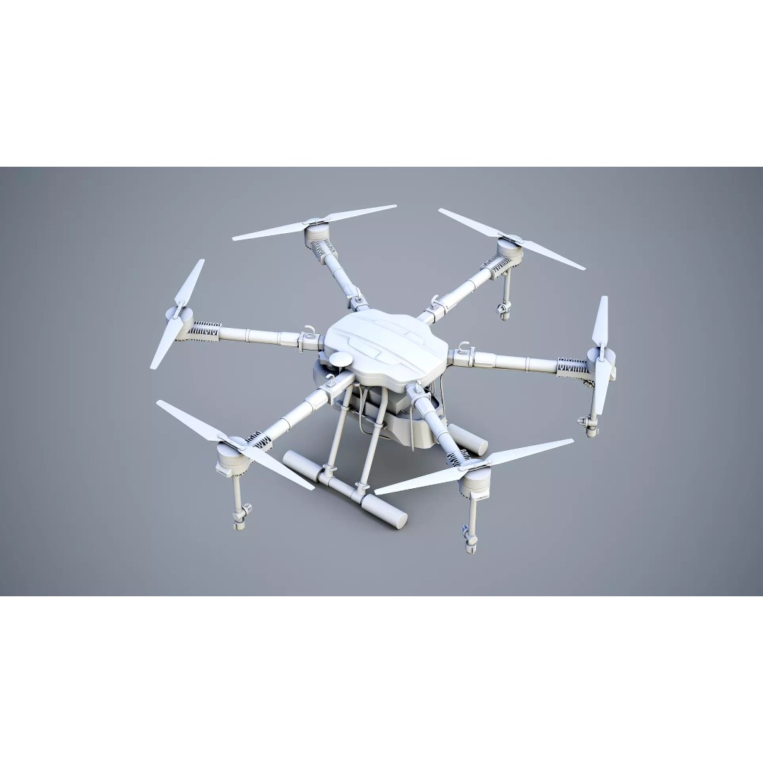 Agricultural Drone 3D Model – Low Poly UAV Sprayer, FBX - View 8