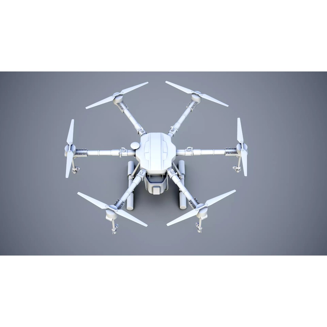 Agricultural Drone 3D Model – Low Poly UAV Sprayer, FBX - View 9