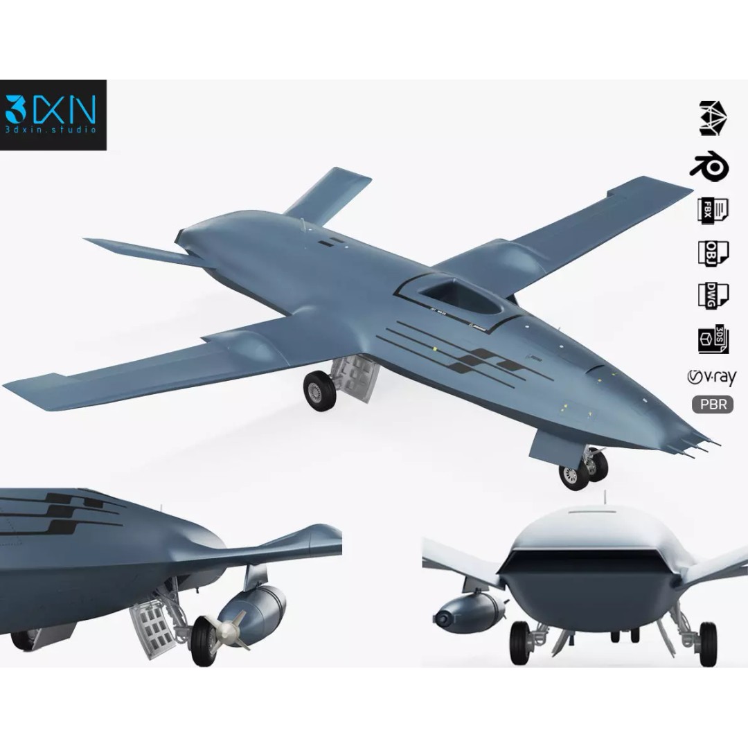 Boeing MQ25 Stingray 3D Model – High Poly Military Drone, FBX, OBJ - View 2