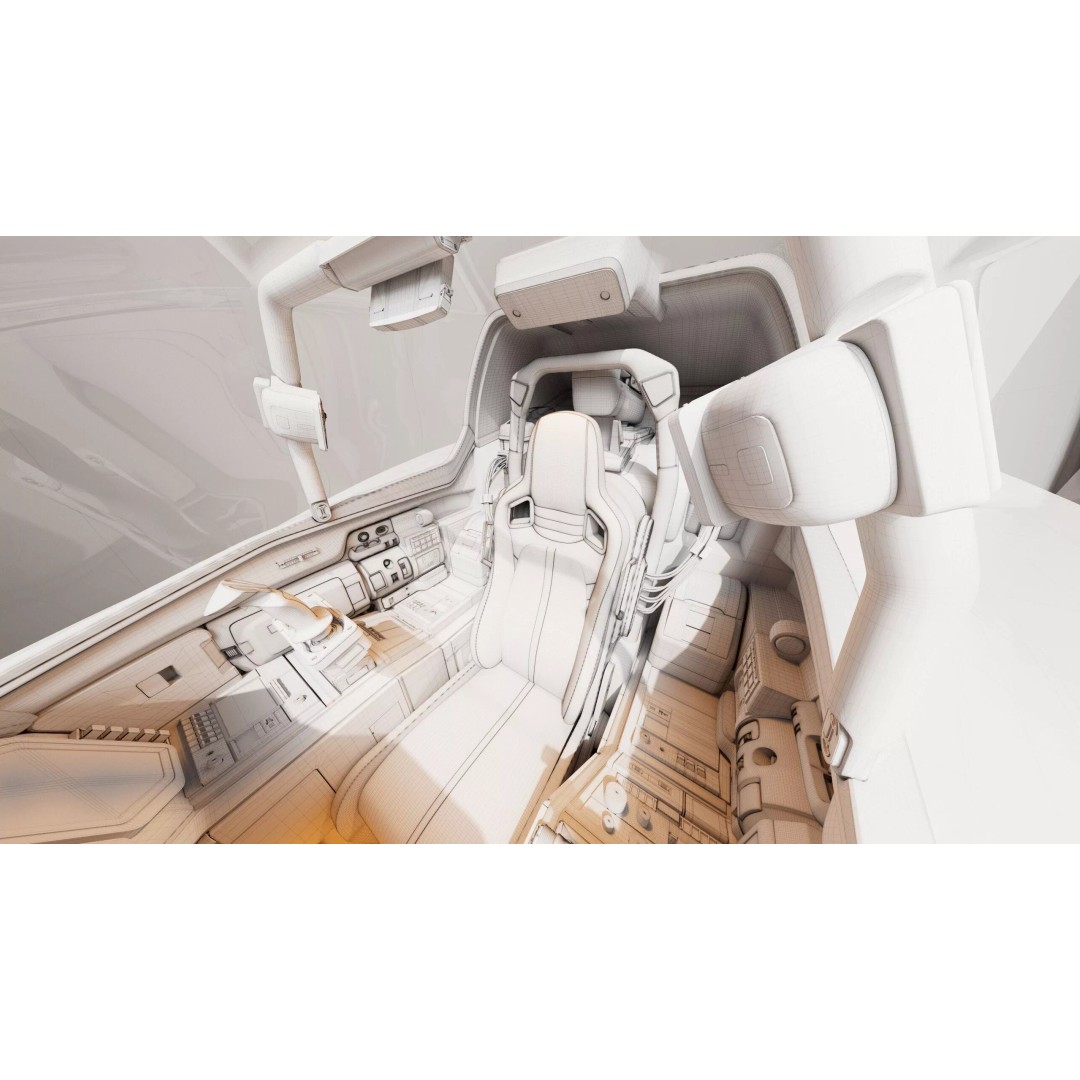 Spaceship Cockpit 3D Model – High Poly Game Asset, V-Ray, FBX - View 10