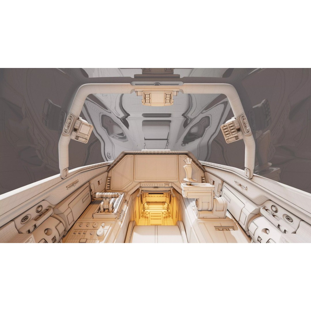 Spaceship Cockpit 3D Model – High Poly Game Asset, V-Ray, FBX - View 7