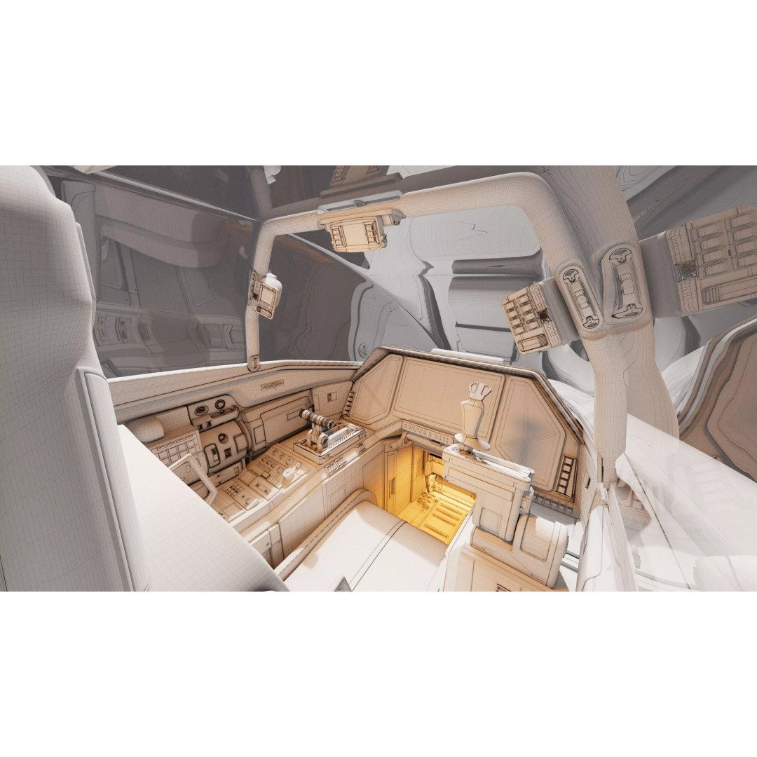 Spaceship Cockpit 3D Model – High Poly Game Asset, V-Ray, FBX - View 9