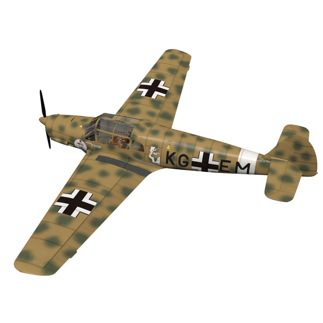 Messerschmitt Bf108 Taifun 3D Model – High Poly Aircraft, FBX - View 3