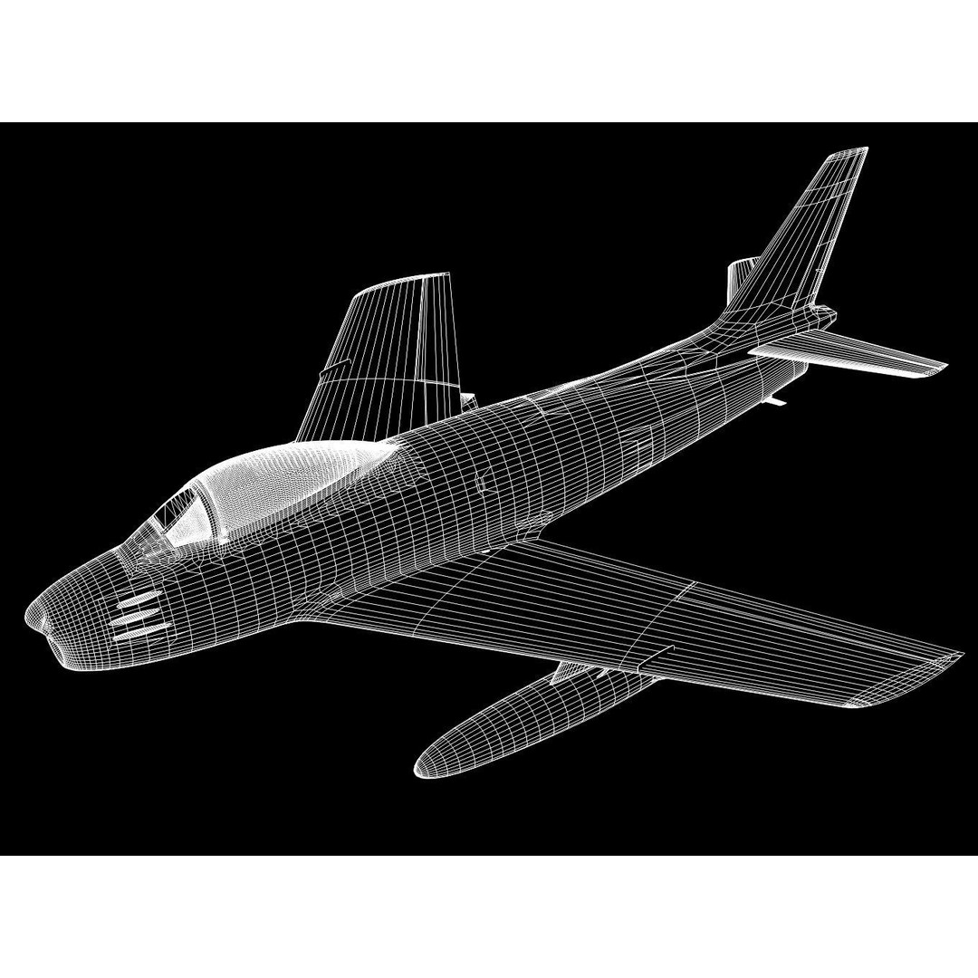 North American F-86 F Sabre 3D Model – High Poly Military Aircraft, FBX