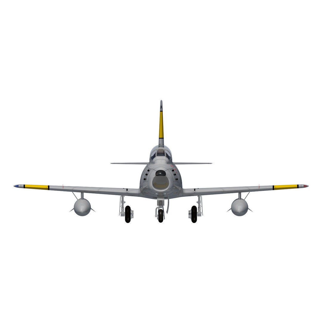 North American F-86 F Sabre 3D Model – High Poly Military Aircraft, FBX - View 10