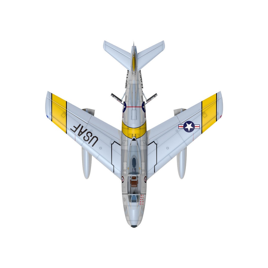 North American F-86 F Sabre 3D Model – High Poly Military Aircraft, FBX - View 11