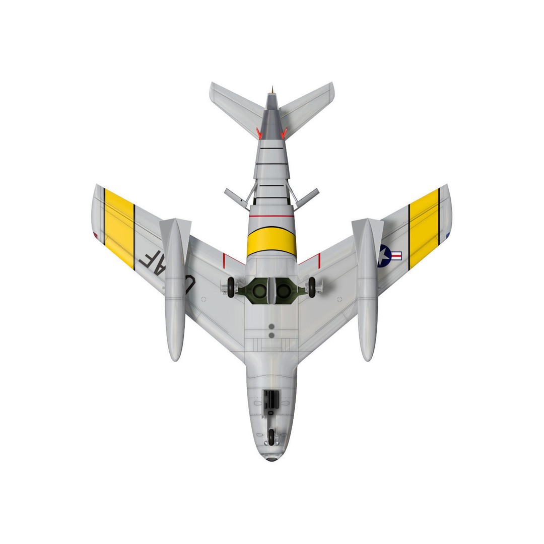North American F-86 F Sabre 3D Model – High Poly Military Aircraft, FBX - View 12