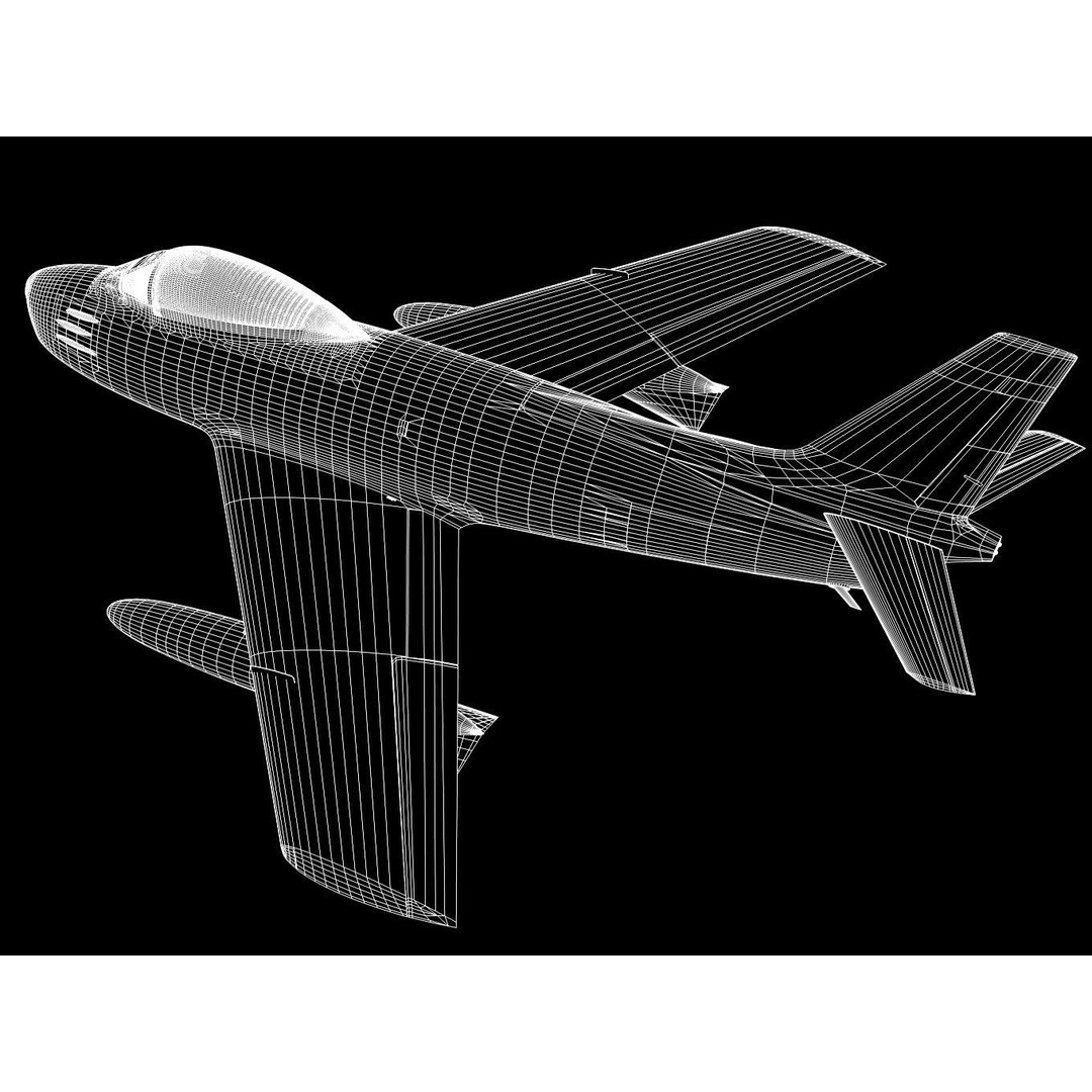North American F-86 F Sabre 3D Model – High Poly Military Aircraft, FBX - View 13