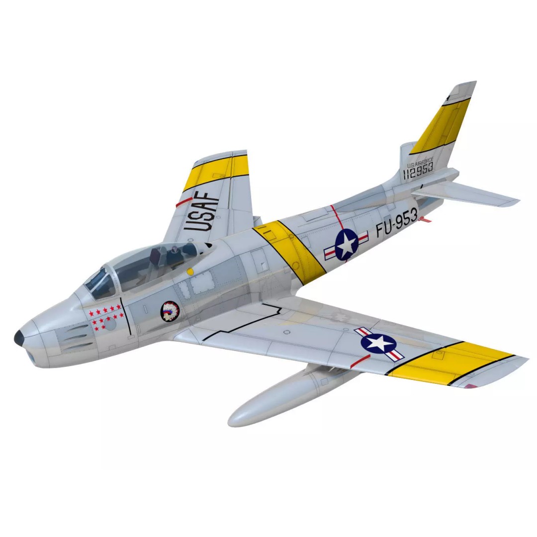 North American F-86 F Sabre 3D Model – High Poly Military Aircraft, FBX - View 2