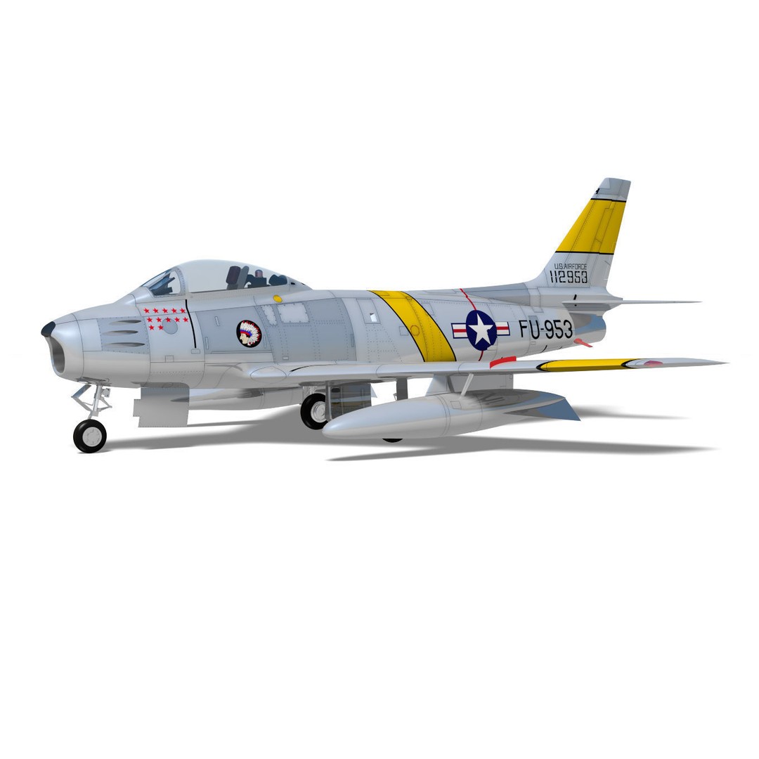 North American F-86 F Sabre 3D Model – High Poly Military Aircraft, FBX - View 5