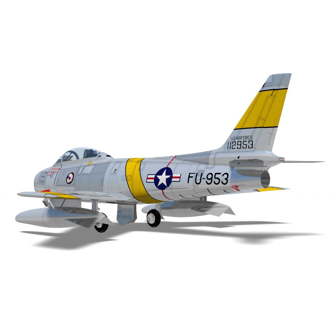North American F-86 F Sabre 3D Model – High Poly Military Aircraft, FBX - View 6