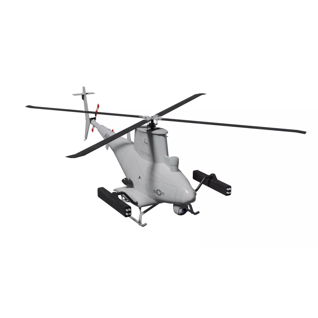 MQ-8B Fire Scout 3D Model – Low Poly Military Drone, FBX & Blender - View 2