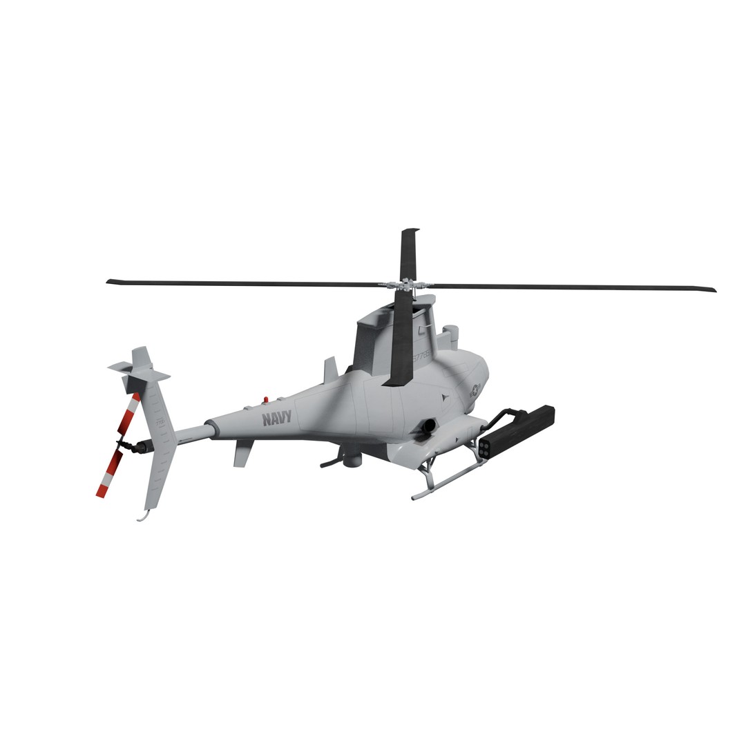 MQ-8B Fire Scout 3D Model – Low Poly Military Drone, FBX & Blender - View 3