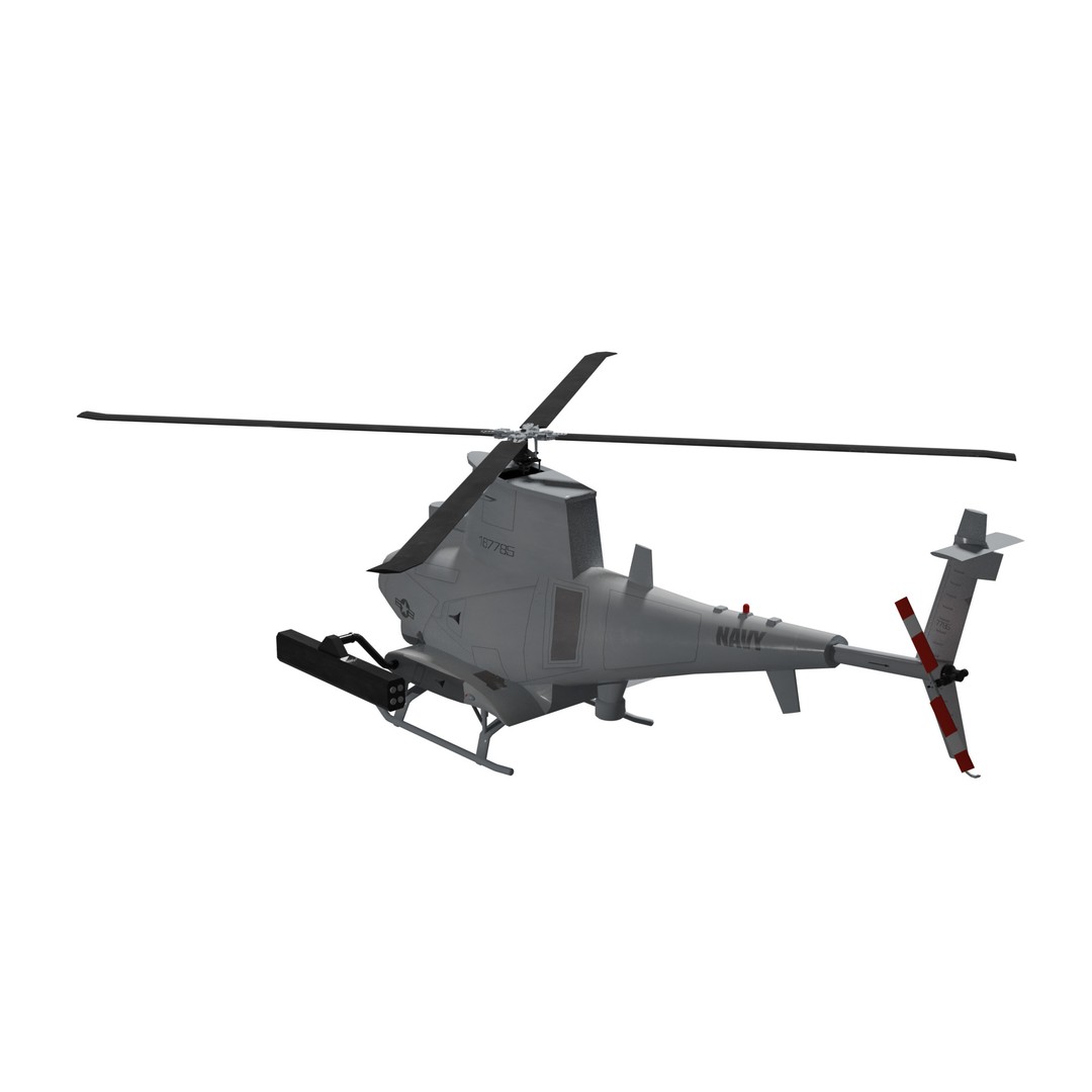 MQ-8B Fire Scout 3D Model – Low Poly Military Drone, FBX & Blender - View 4