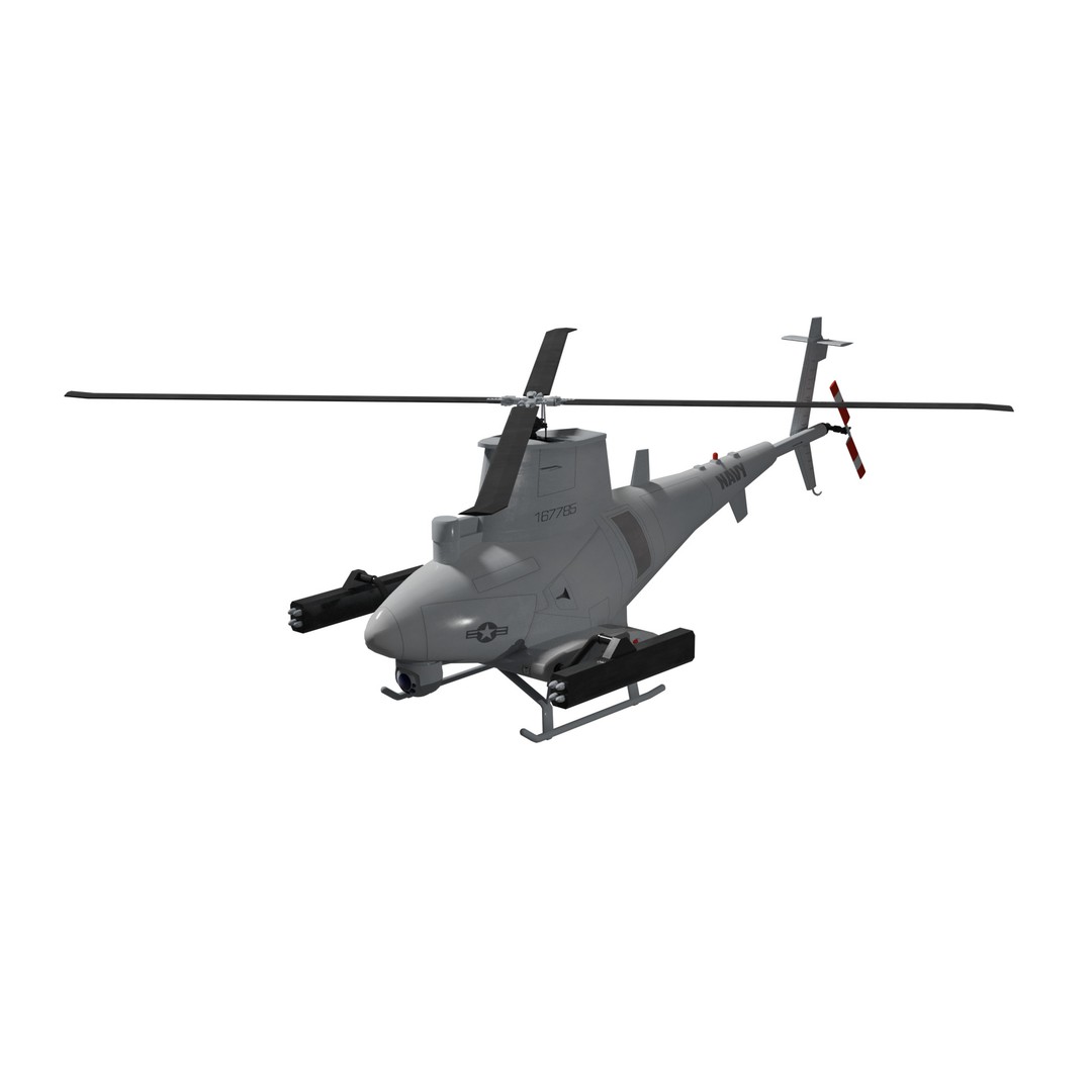 MQ-8B Fire Scout 3D Model – Low Poly Military Drone, FBX & Blender - View 5