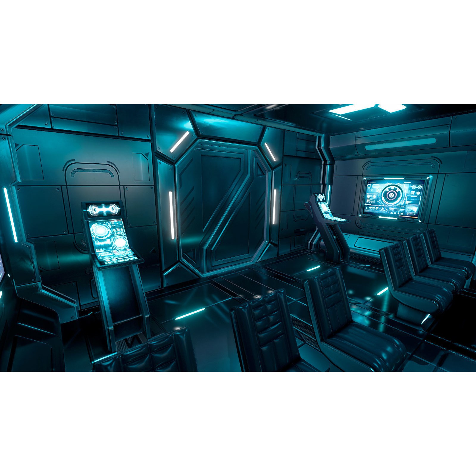 Sci-Fi Briefing Room - Low-Poly Game-Ready 3D Model - View 7
