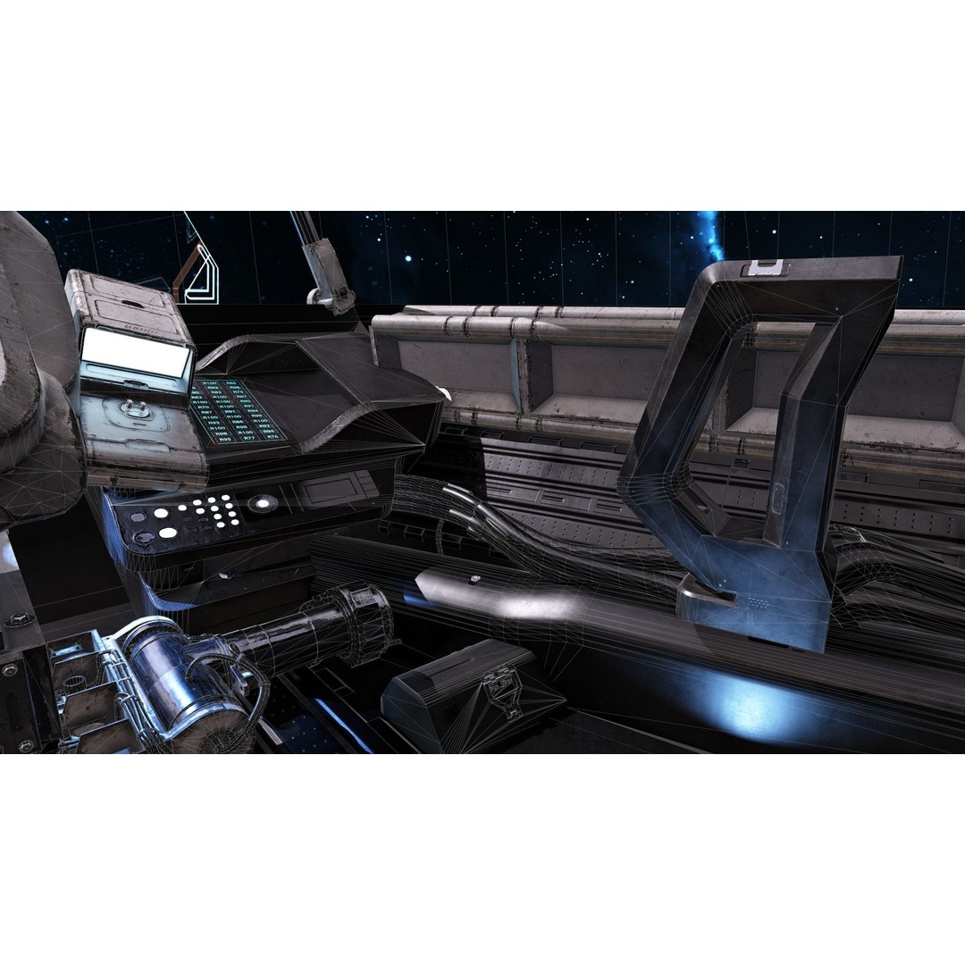 Spaceship Cockpit 3D Model – Low Poly PBR Game Asset, FBX, OBJ