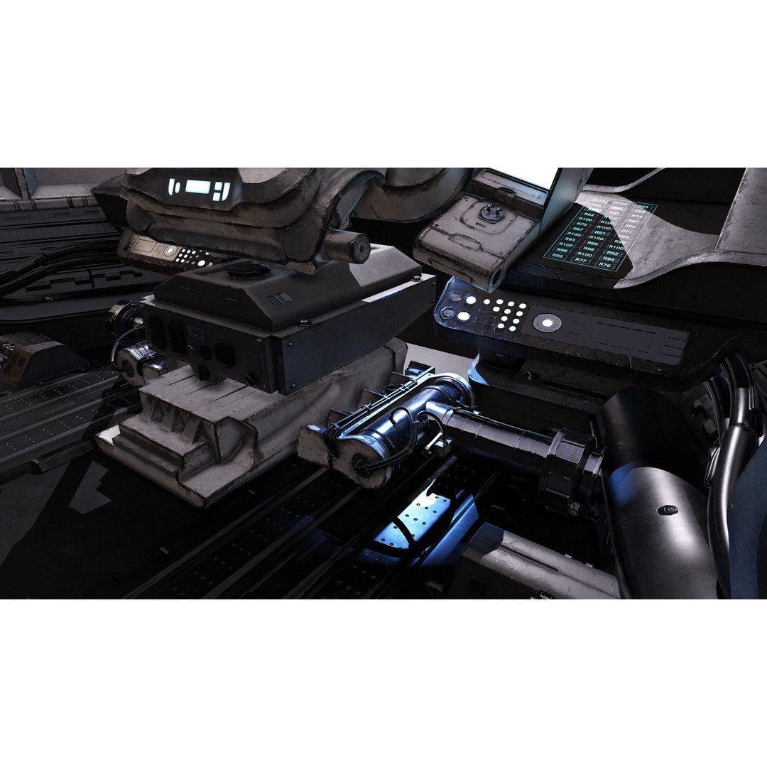 Spaceship Cockpit 3D Model – Low Poly PBR Game Asset, FBX, OBJ - View 10
