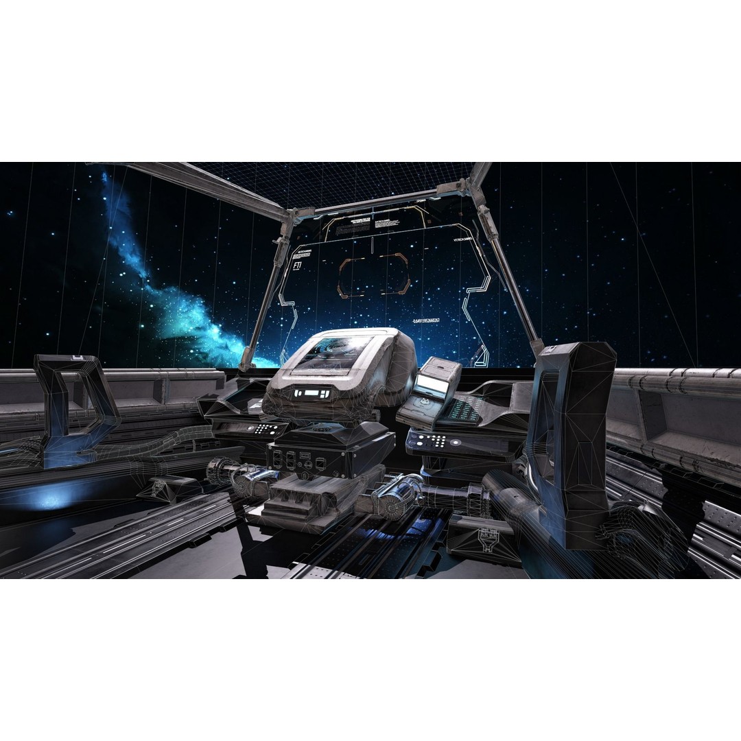 Spaceship Cockpit 3D Model – Low Poly PBR Game Asset, FBX, OBJ - View 14
