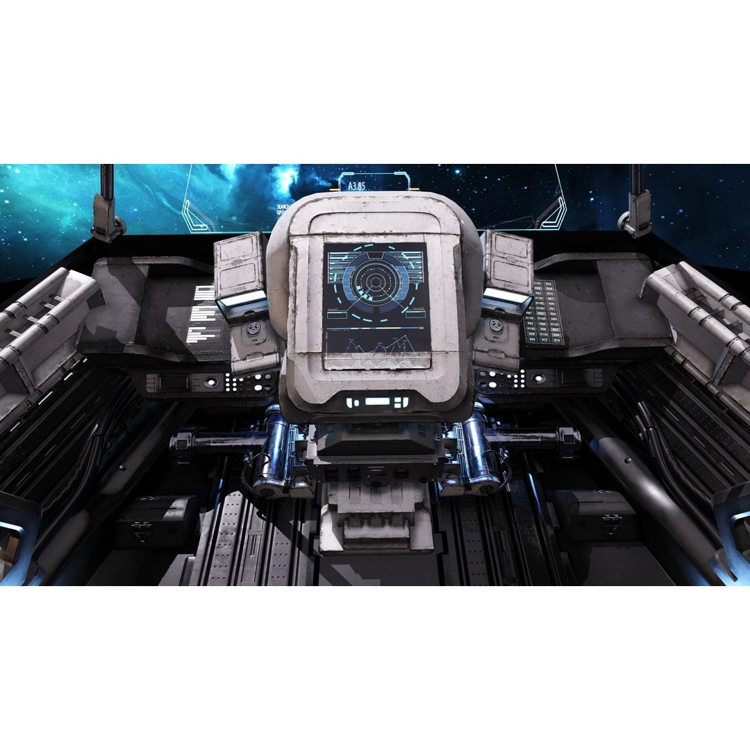 Spaceship Cockpit 3D Model – Low Poly PBR Game Asset, FBX, OBJ - View 9