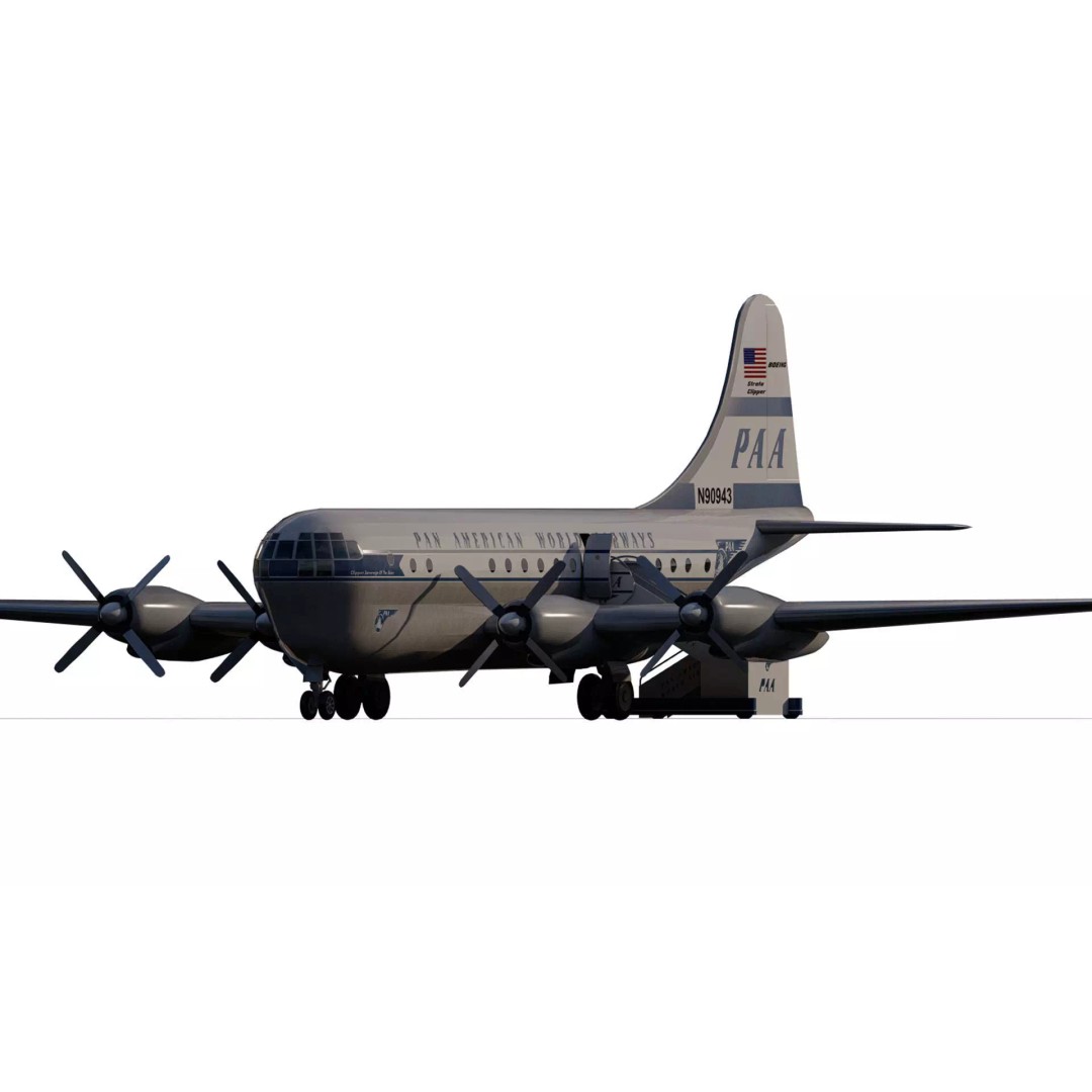 PAN AM Boeing 377 Stratocruiser 3D Model – Detailed Aircraft Asset, FBX, OBJ - View 2