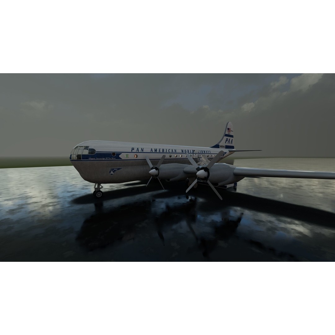 PAN AM Boeing 377 Stratocruiser 3D Model – Detailed Aircraft Asset, FBX, OBJ - View 25