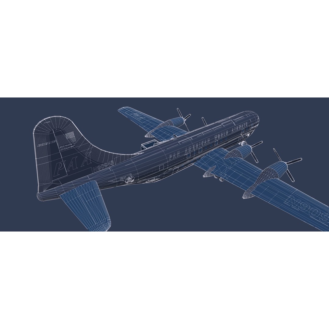 PAN AM Boeing 377 Stratocruiser 3D Model – Detailed Aircraft Asset, FBX, OBJ - View 35
