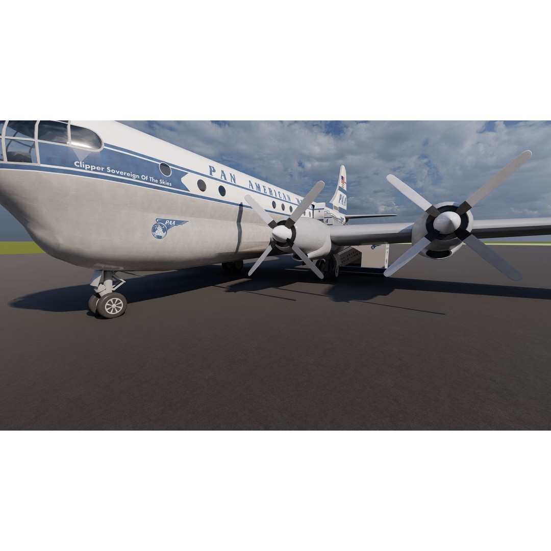 PAN AM Boeing 377 Stratocruiser 3D Model – Detailed Aircraft Asset, FBX, OBJ - View 4