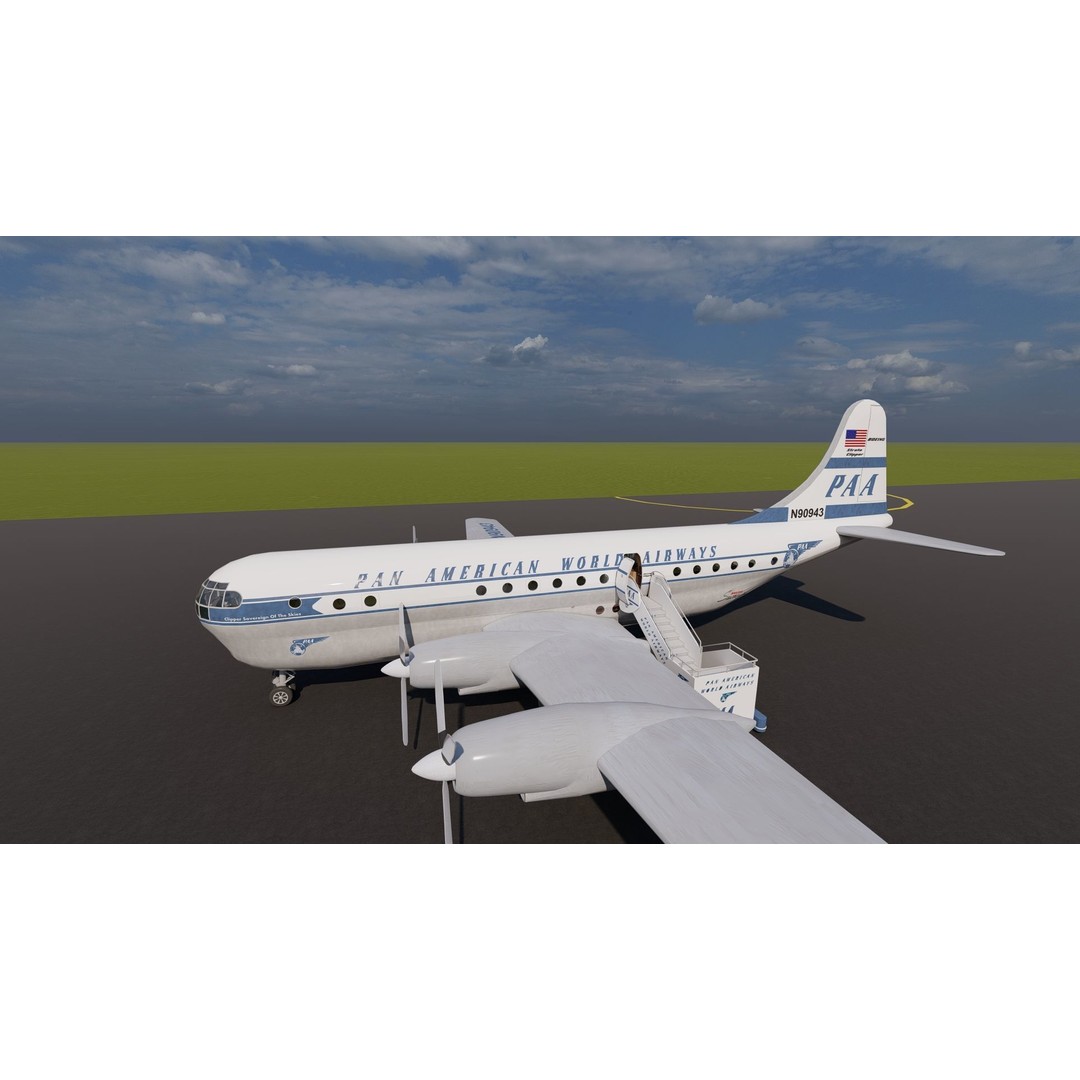 PAN AM Boeing 377 Stratocruiser 3D Model – Detailed Aircraft Asset, FBX, OBJ - View 5