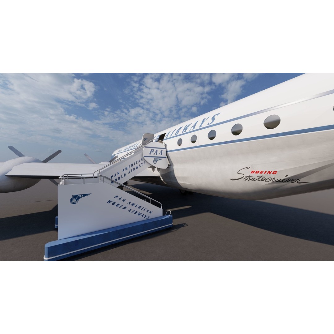 PAN AM Boeing 377 Stratocruiser 3D Model – Detailed Aircraft Asset, FBX, OBJ - View 6