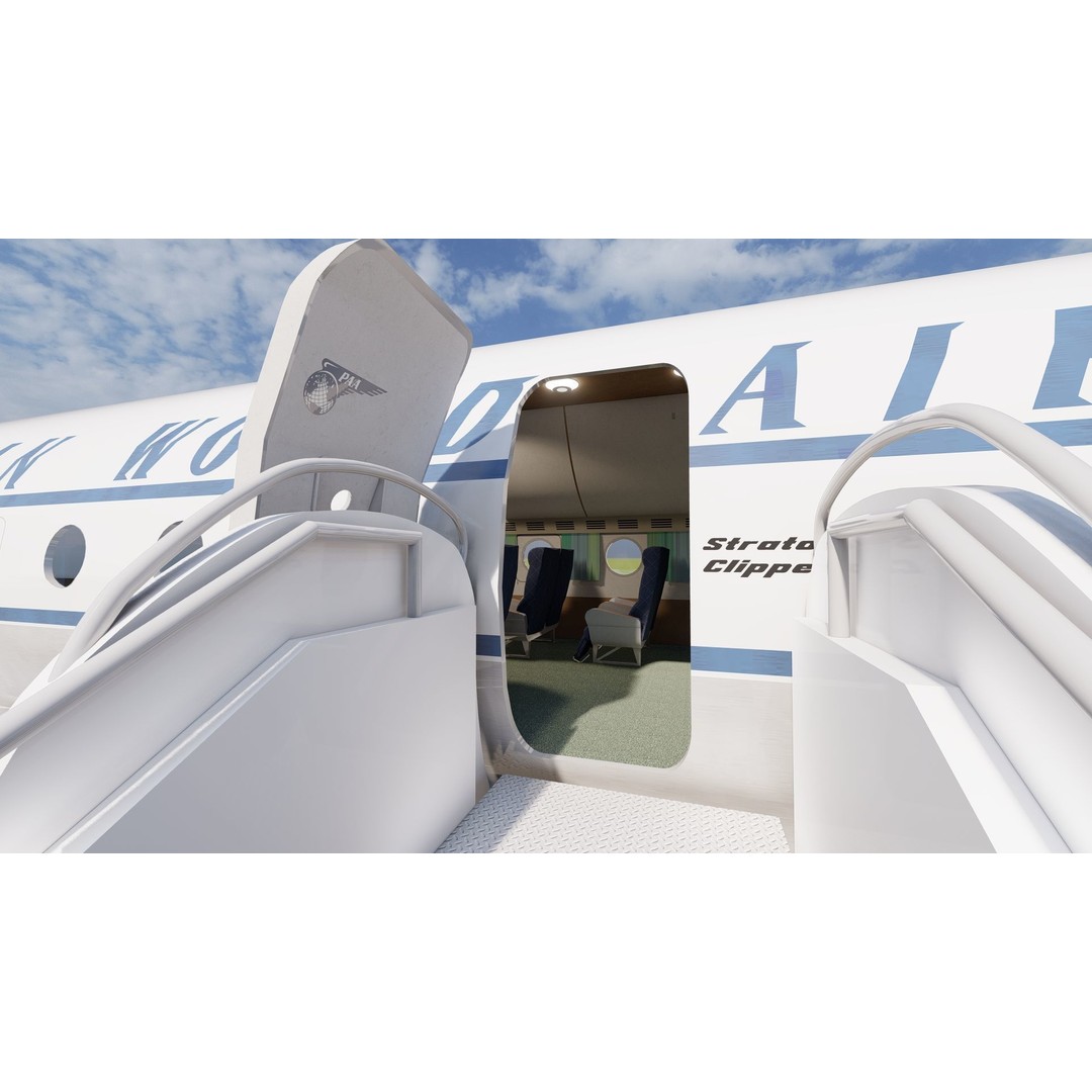 PAN AM Boeing 377 Stratocruiser 3D Model – Detailed Aircraft Asset, FBX, OBJ - View 8