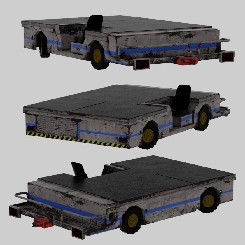 Aircraft Tow Tractor 3D Model – Worn Industrial Vehicle, FBX, PBR Textures