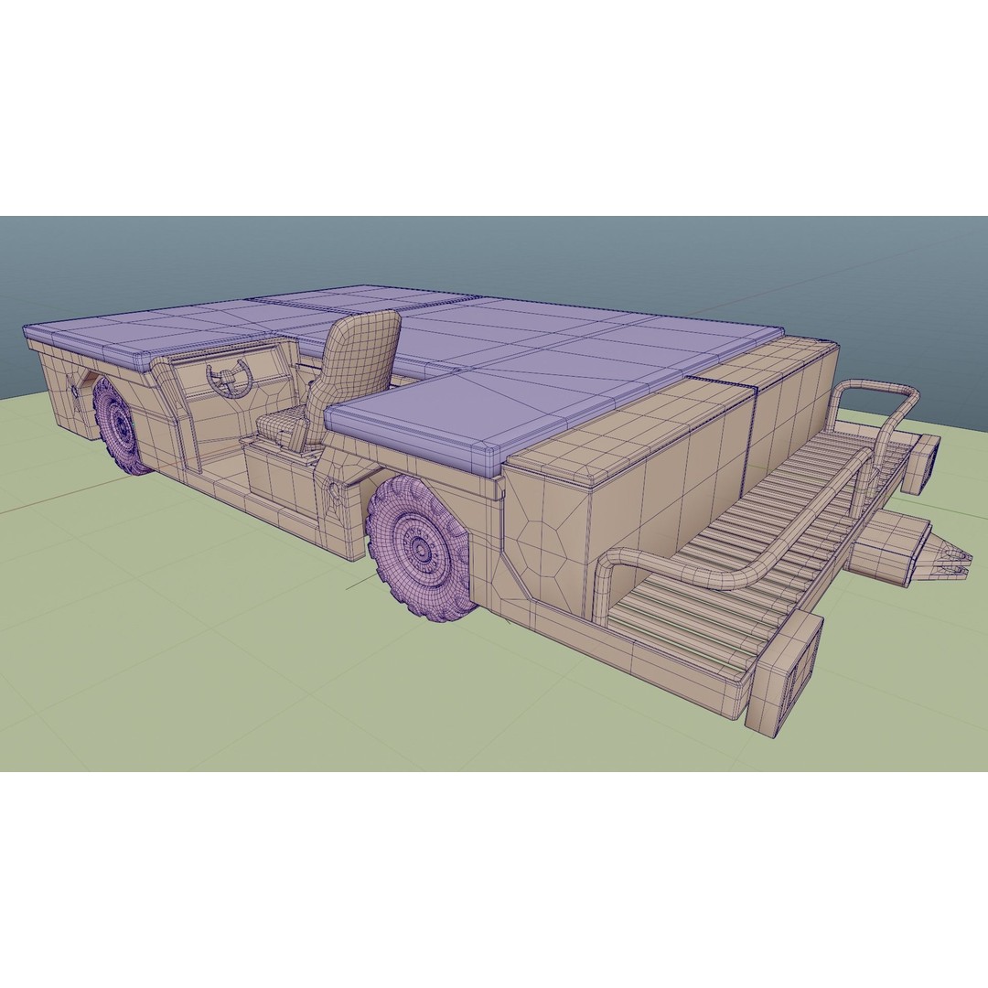 Aircraft Tow Tractor 3D Model – Worn Industrial Vehicle, FBX, PBR Textures - View 12